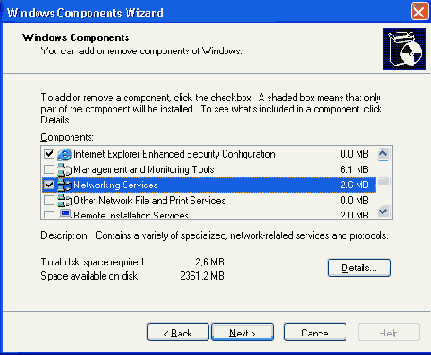 Выбор компонентов Windows для установки